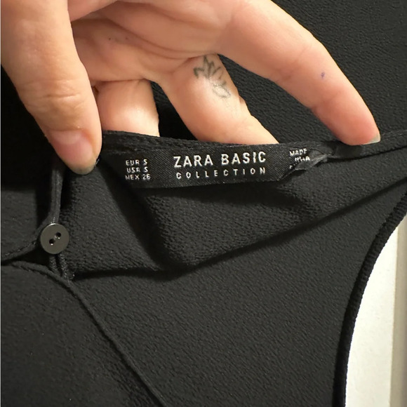 ZARA Basic Shoulder Zip Zipper Jumpsuit BlackTapered Leg Sleeveless| size small - Picture 6 of 8